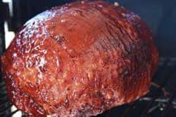 Ham glazed with Jeff's sauce, honey and peach nectar