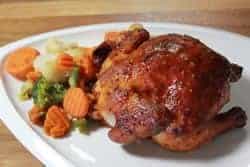 Smoked cornish hens served