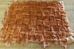 Apply rub to bacon weave