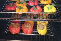 Stuffed peppers in smoker